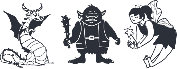 Un dragon, un troll, une fée.